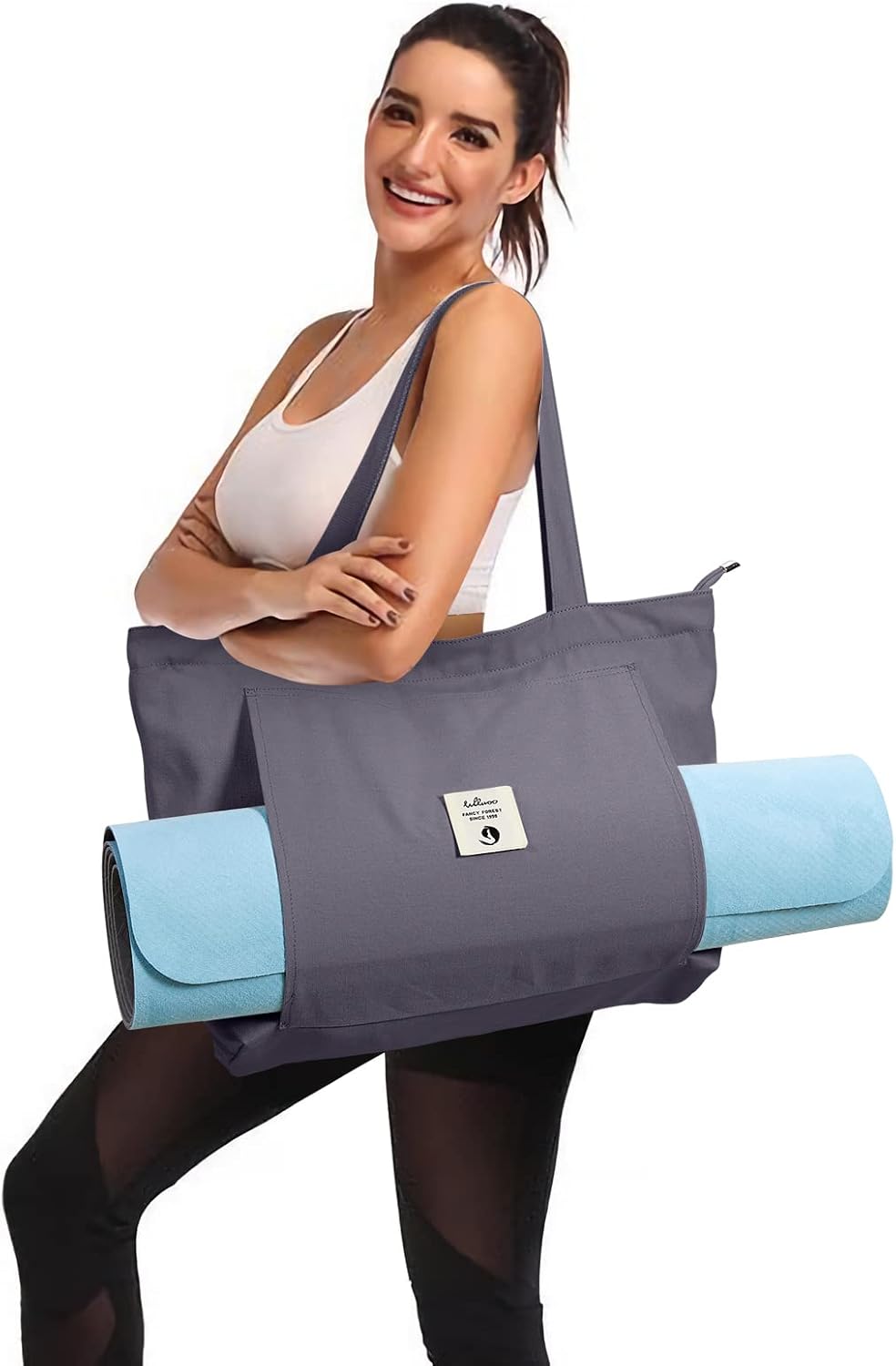 Yoga Bags for Women with Yoga Mats Bags Carrier Carryall Canvas Tote for Pilates Shoulder for Travel Office Beach Workout