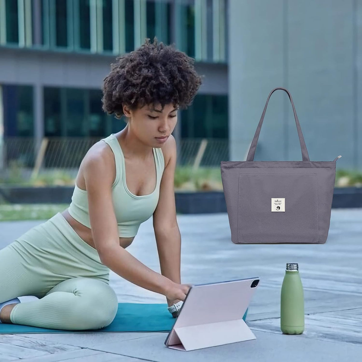 Yoga Bags for Women with Yoga Mats Bags Carrier Carryall Canvas Tote for Pilates Shoulder for Travel Office Beach Workout