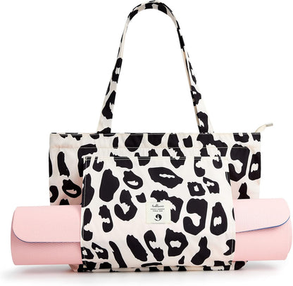 Yoga Bags for Women with Yoga Mats Bags Carrier Carryall Canvas Tote for Pilates Shoulder for Travel Office Beach Workout