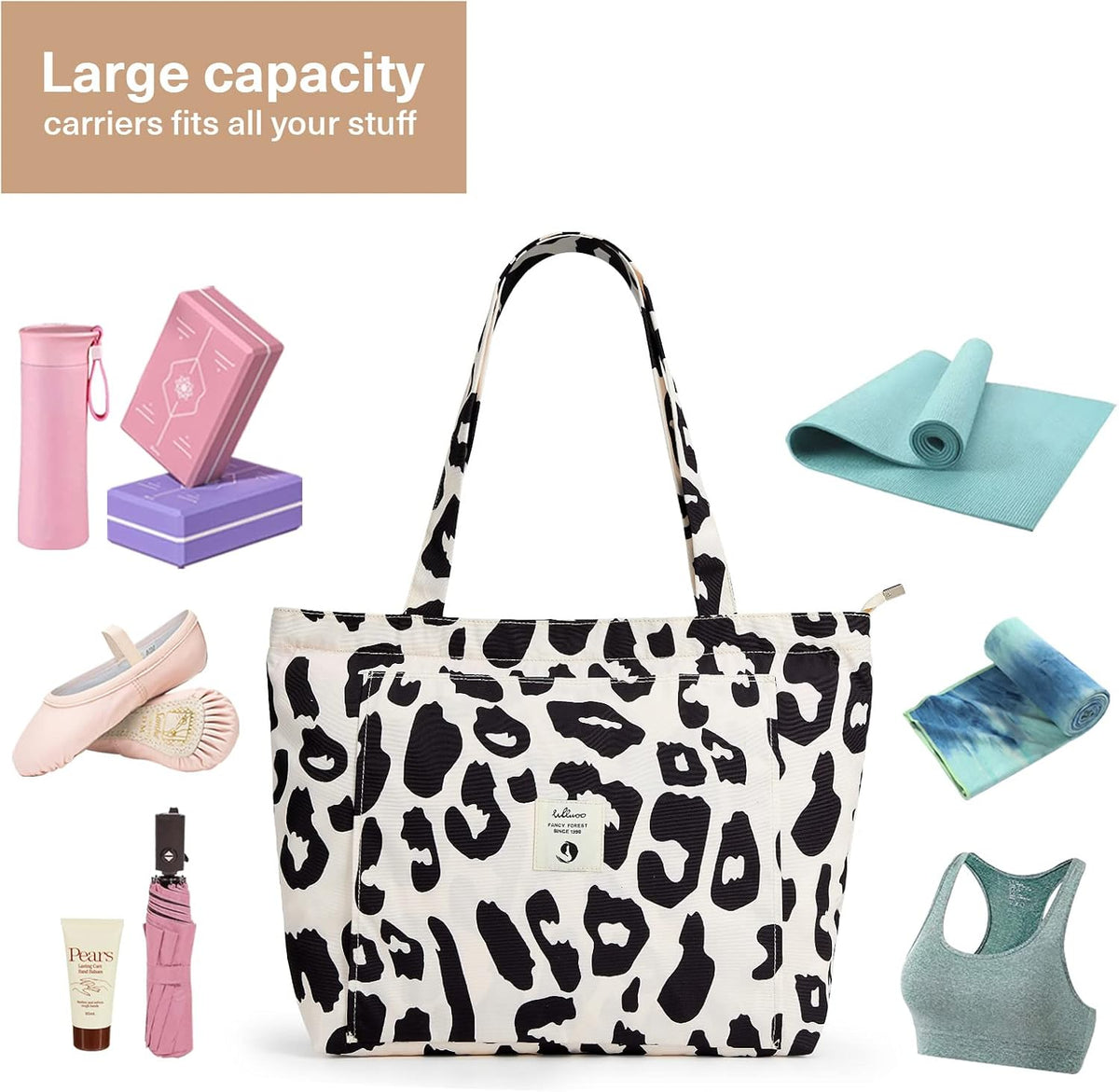 Yoga Bags for Women with Yoga Mats Bags Carrier Carryall Canvas Tote for Pilates Shoulder for Travel Office Beach Workout