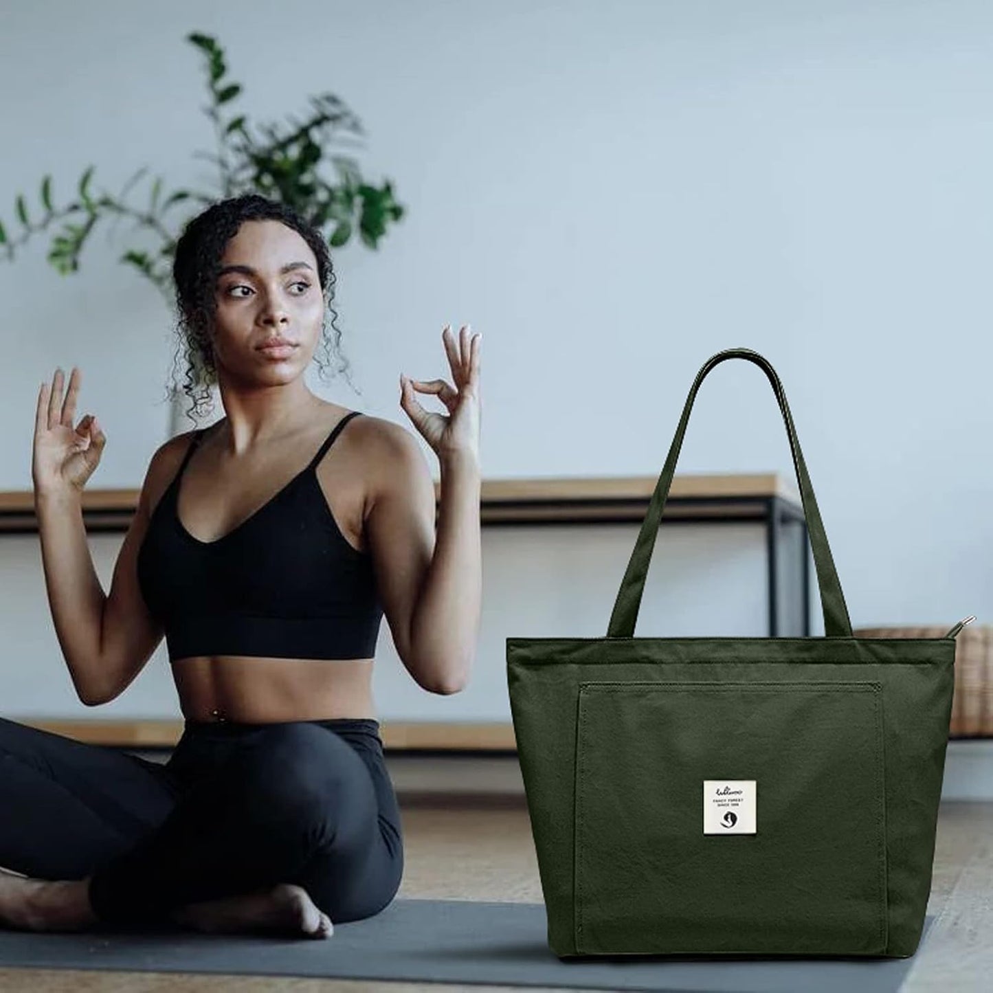 Yoga Bags for Women with Yoga Mats Bags Carrier Carryall Canvas Tote for Pilates Shoulder for Travel Office Beach Workout