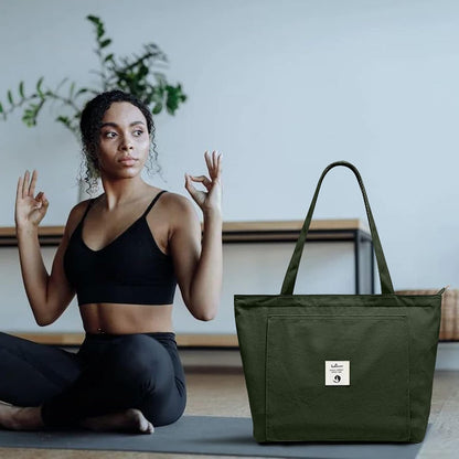 Yoga Bags for Women with Yoga Mats Bags Carrier Carryall Canvas Tote for Pilates Shoulder for Travel Office Beach Workout