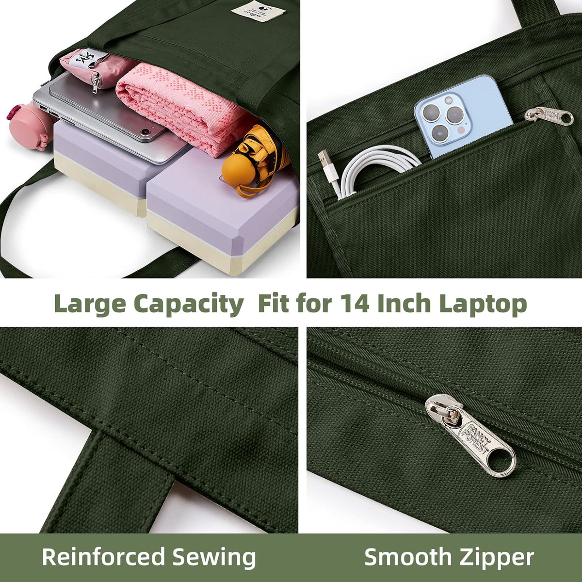 Yoga Bags for Women with Yoga Mats Bags Carrier Carryall Canvas Tote for Pilates Shoulder for Travel Office Beach Workout