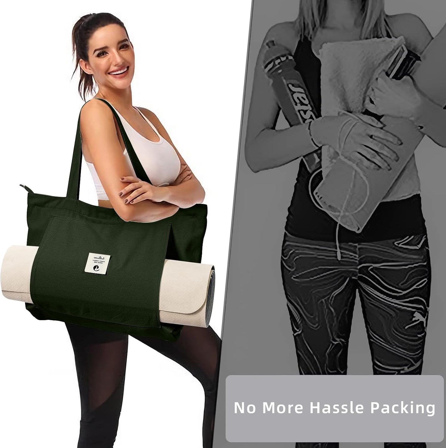 Yoga Bags for Women with Yoga Mats Bags Carrier Carryall Canvas Tote for Pilates Shoulder for Travel Office Beach Workout