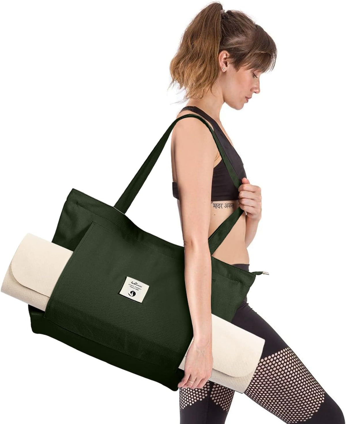 Yoga Bags for Women with Yoga Mats Bags Carrier Carryall Canvas Tote for Pilates Shoulder for Travel Office Beach Workout