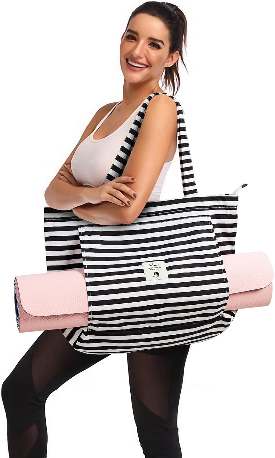 Yoga Bags for Women with Yoga Mats Bags Carrier Carryall Canvas Tote for Pilates Shoulder for Travel Office Beach Workout