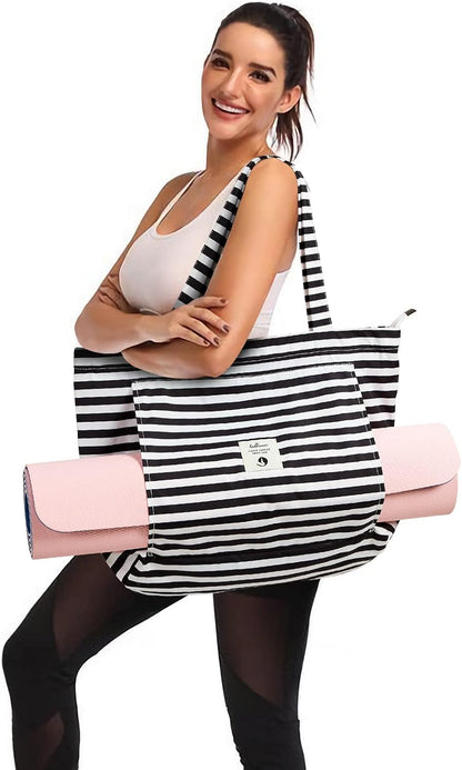 Yoga Bags for Women with Yoga Mats Bags Carrier Carryall Canvas Tote for Pilates Shoulder for Travel Office Beach Workout