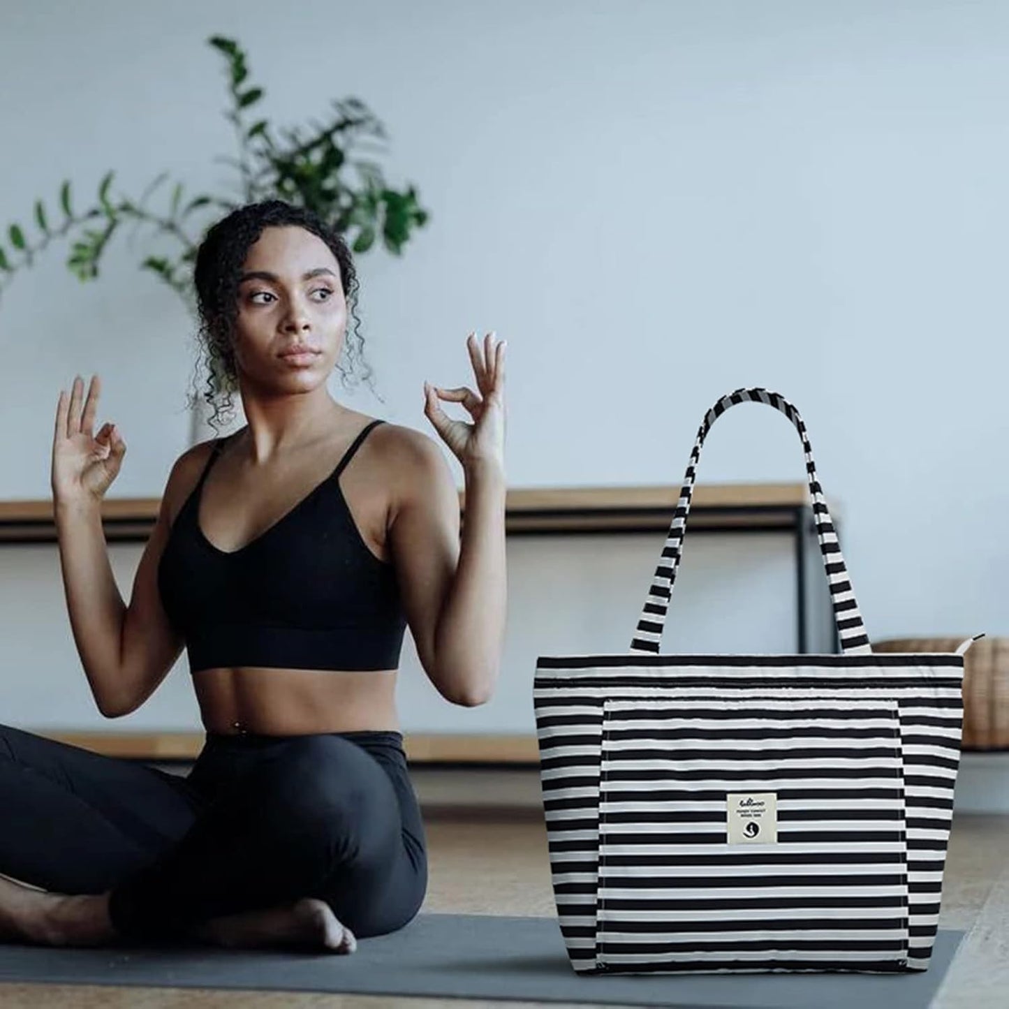 Yoga Bags for Women with Yoga Mats Bags Carrier Carryall Canvas Tote for Pilates Shoulder for Travel Office Beach Workout