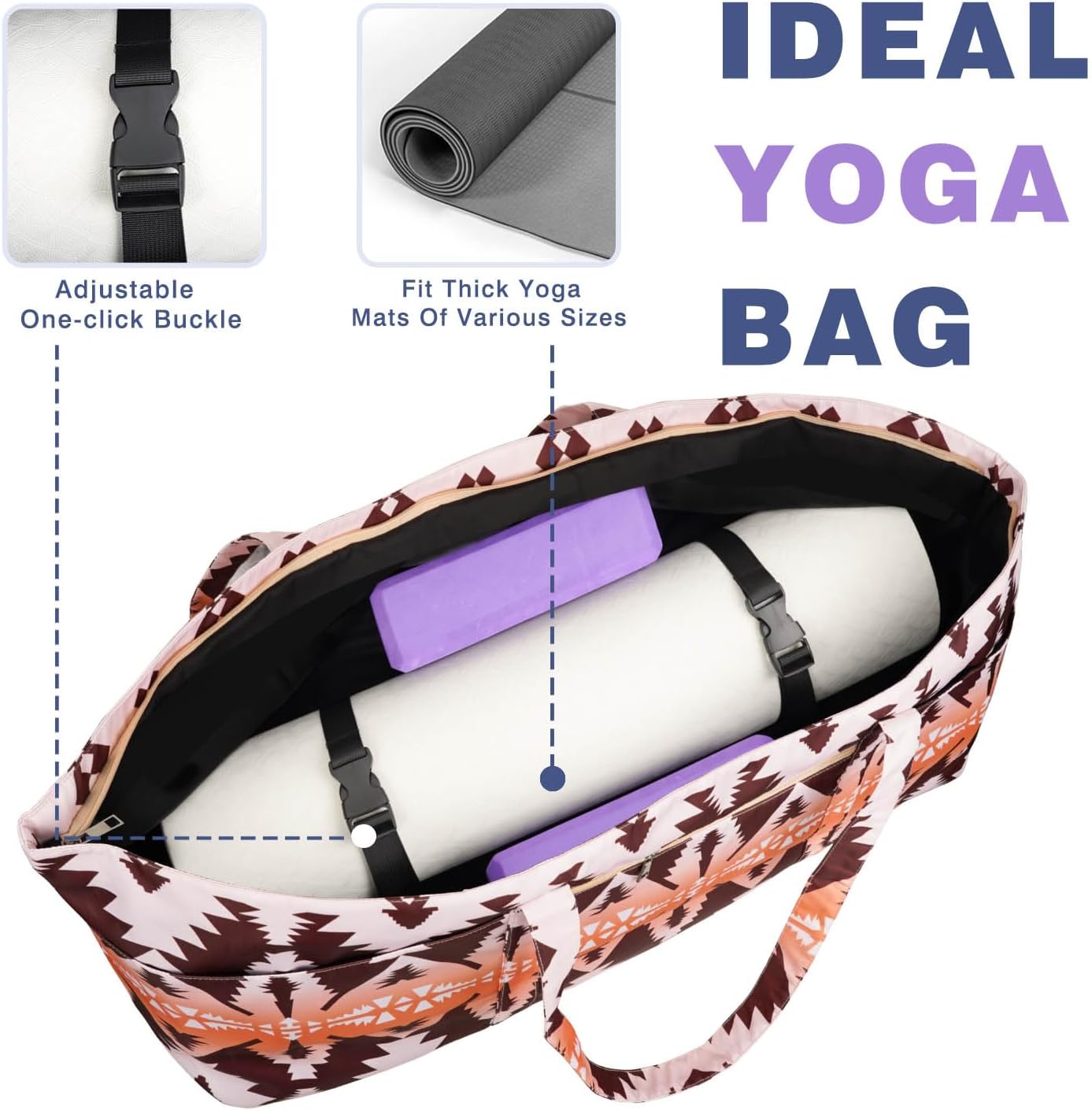 Yoga Mat Bag Yoga Mat Carrier with Shoes Compartment & Wet Pocket Pilates Bag with Zipper Pockets & Yoga Mat Holder Strap Yoga Bags and Carriers Fits All Your Stuff