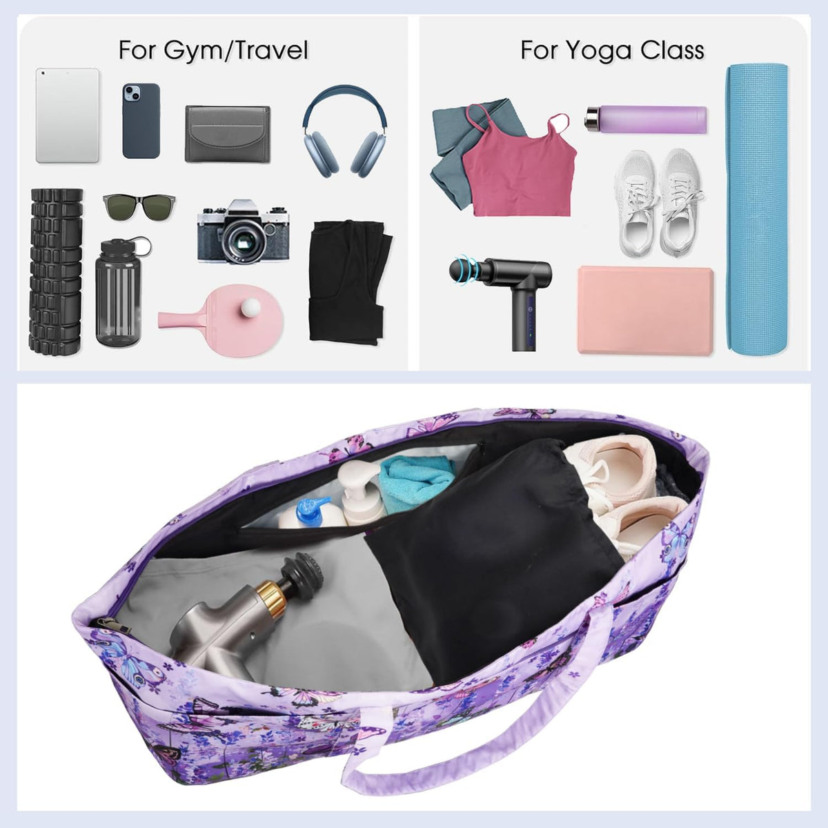 Yoga Mat Bag Yoga Mat Carrier with Shoes Compartment & Wet Pocket Pilates Bag with Zipper Pockets & Yoga Mat Holder Strap Yoga Bags and Carriers Fits All Your Stuff