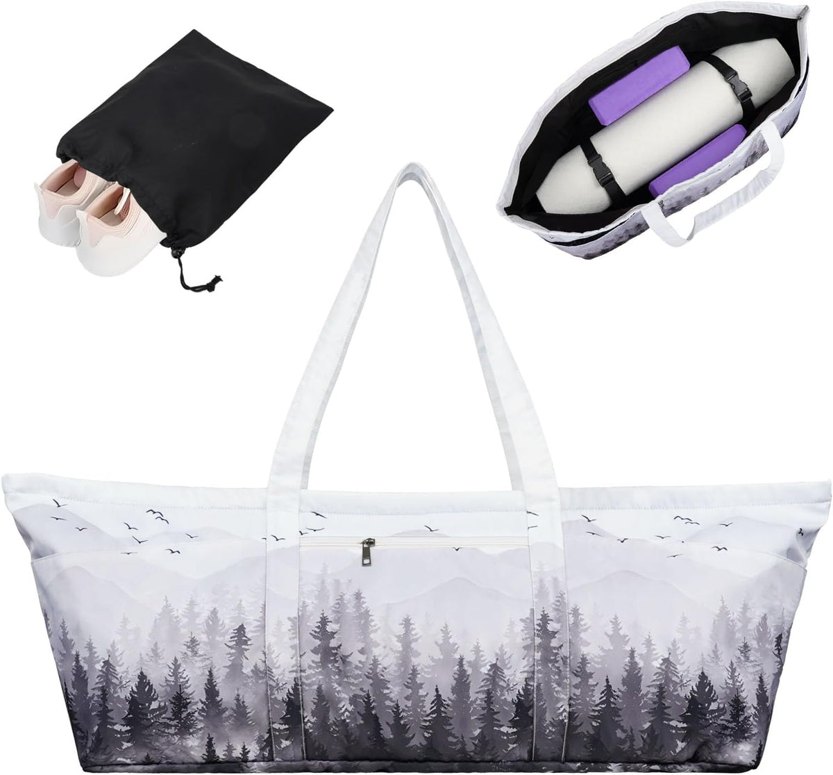 Yoga Mat Bag Yoga Mat Carrier with Shoes Compartment & Wet Pocket Pilates Bag with Zipper Pockets & Yoga Mat Holder Strap Yoga Bags and Carriers Fits All Your Stuff