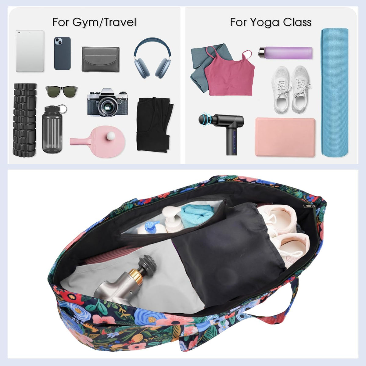 Yoga Mat Bag Yoga Mat Carrier with Shoes Compartment & Wet Pocket Pilates Bag with Zipper Pockets & Yoga Mat Holder Strap Yoga Bags and Carriers Fits All Your Stuff