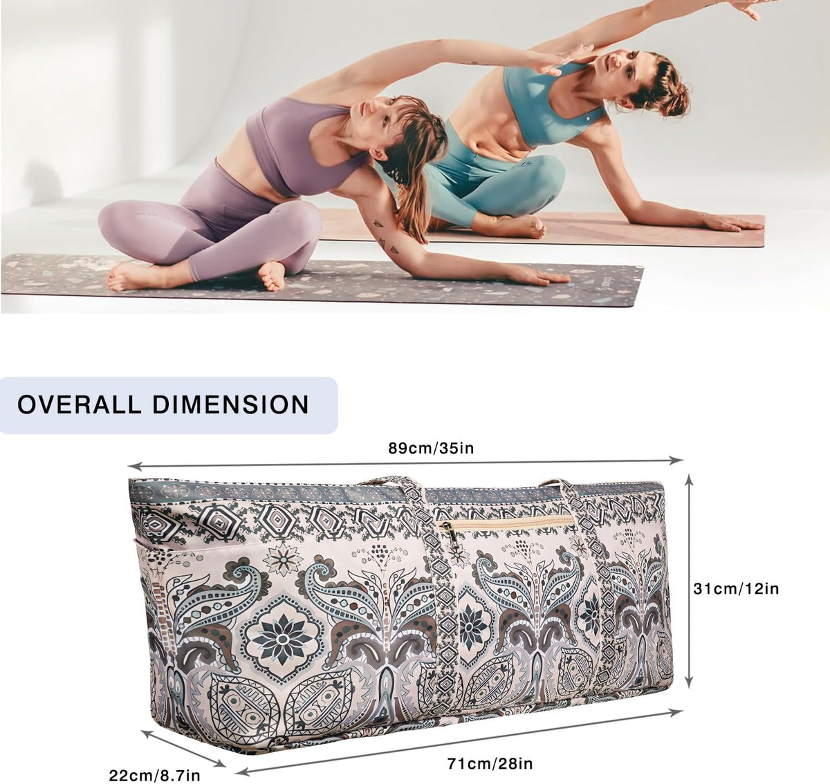 Yoga Mat Bag Yoga Mat Carrier with Shoes Compartment & Wet Pocket Pilates Bag with Zipper Pockets & Yoga Mat Holder Strap Yoga Bags and Carriers Fits All Your Stuff