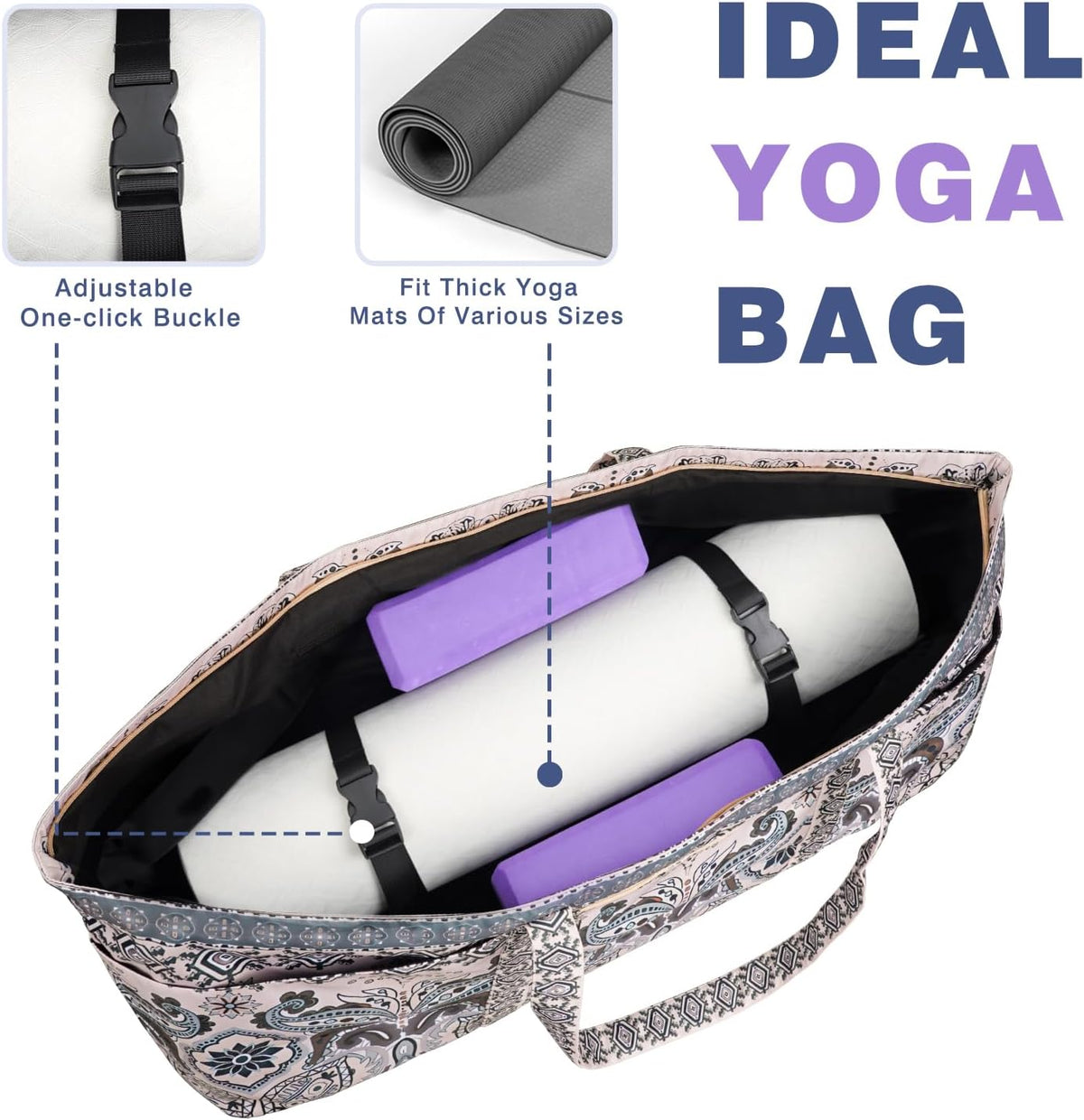 Yoga Mat Bag Yoga Mat Carrier with Shoes Compartment & Wet Pocket Pilates Bag with Zipper Pockets & Yoga Mat Holder Strap Yoga Bags and Carriers Fits All Your Stuff