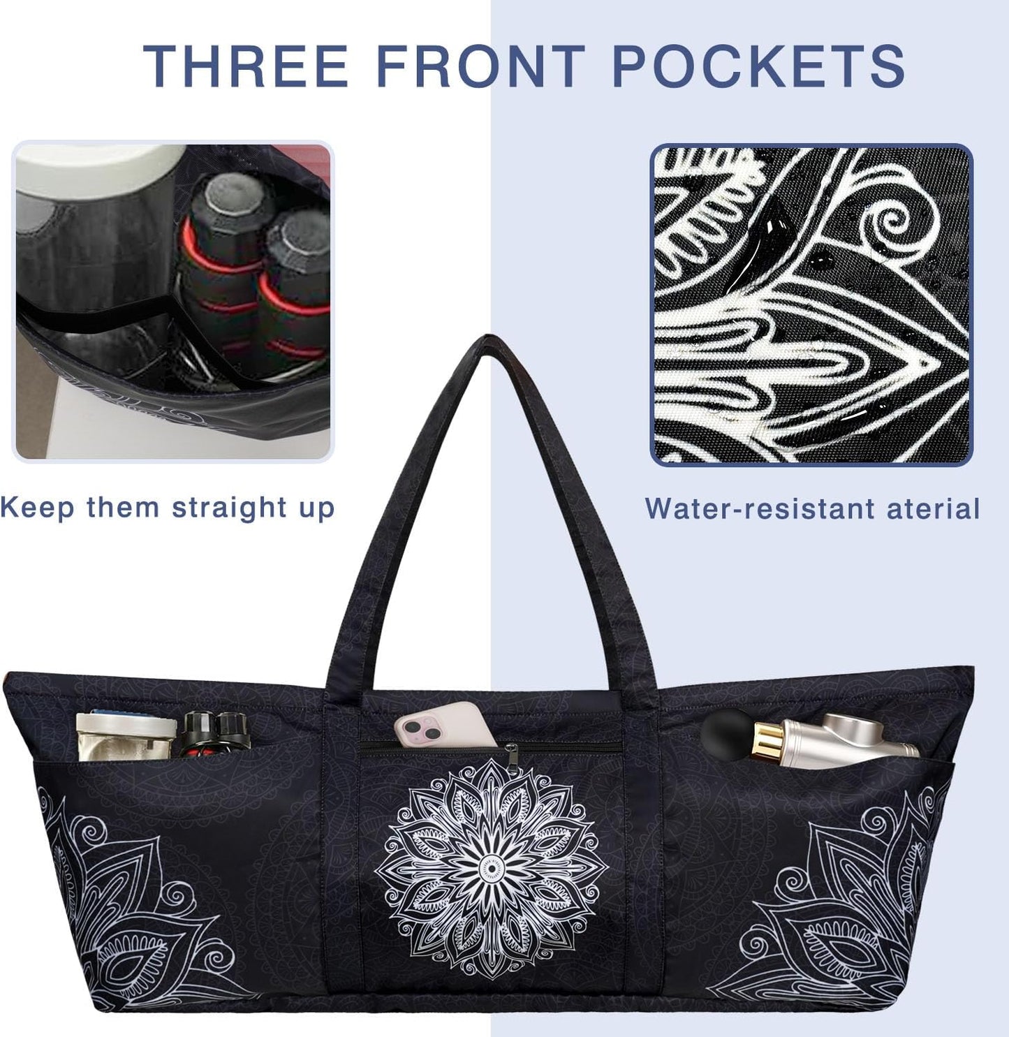 Yoga Mat Bag Yoga Mat Carrier with Shoes Compartment & Wet Pocket Pilates Bag with Zipper Pockets & Yoga Mat Holder Strap Yoga Bags and Carriers Fits All Your Stuff