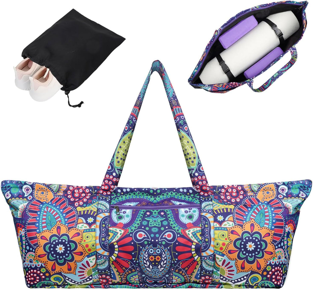 Yoga Mat Bag Yoga Mat Carrier with Shoes Compartment & Wet Pocket Pilates Bag with Zipper Pockets & Yoga Mat Holder Strap Yoga Bags and Carriers Fits All Your Stuff