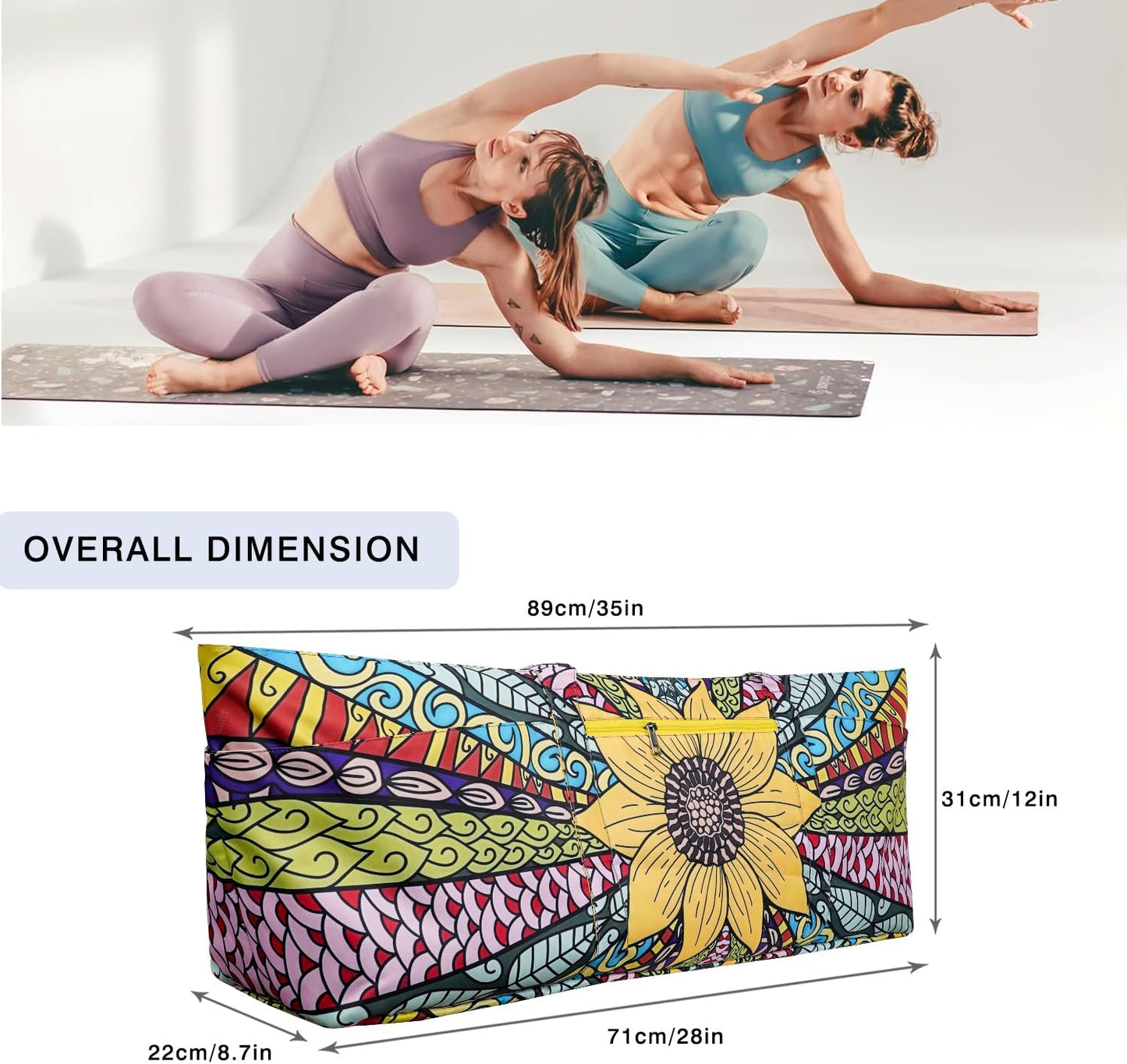 Yoga Mat Bag Yoga Mat Carrier with Shoes Compartment & Wet Pocket Pilates Bag with Zipper Pockets & Yoga Mat Holder Strap Yoga Bags and Carriers Fits All Your Stuff