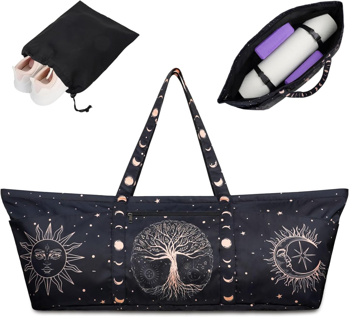 Yoga Mat Bag Yoga Mat Carrier with Shoes Compartment & Wet Pocket Pilates Bag with Zipper Pockets & Yoga Mat Holder Strap Yoga Bags and Carriers Fits All Your Stuff