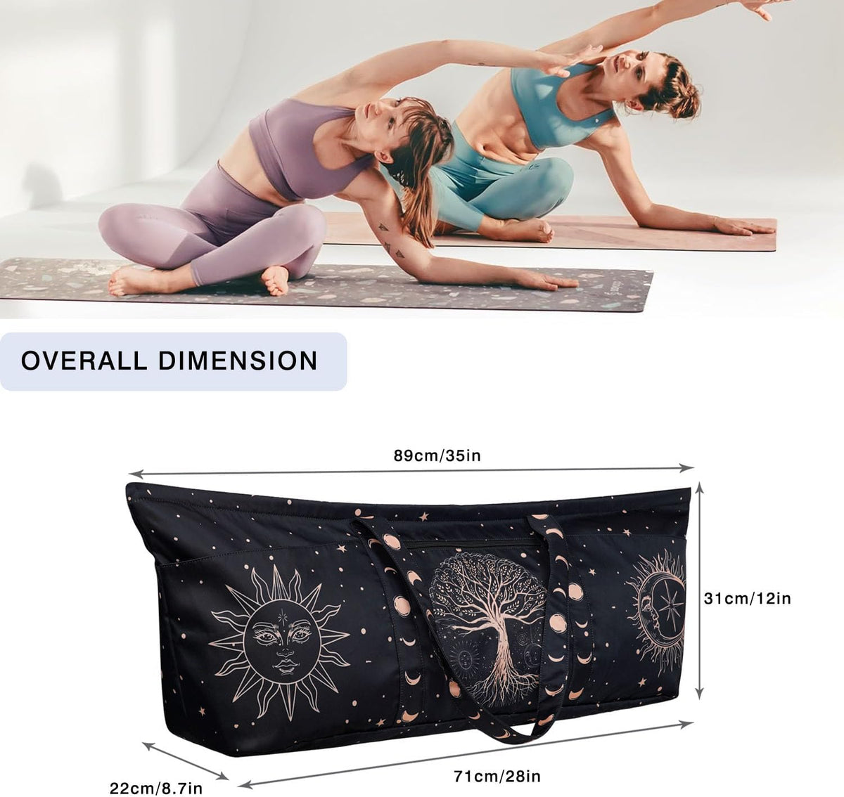 Yoga Mat Bag Yoga Mat Carrier with Shoes Compartment & Wet Pocket Pilates Bag with Zipper Pockets & Yoga Mat Holder Strap Yoga Bags and Carriers Fits All Your Stuff