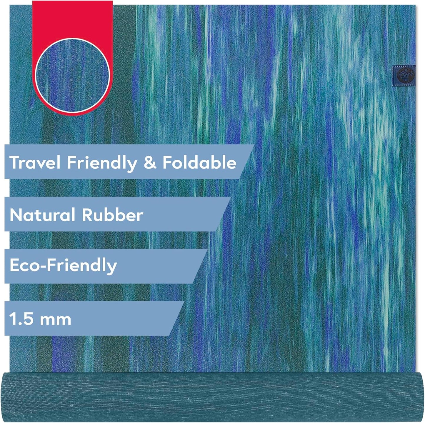 eKO SuperLite Yoga Mat - 1.5mm Natural Rubber | Foldable & Travel Friendly | Soft Textured Surface | Eco-friendly