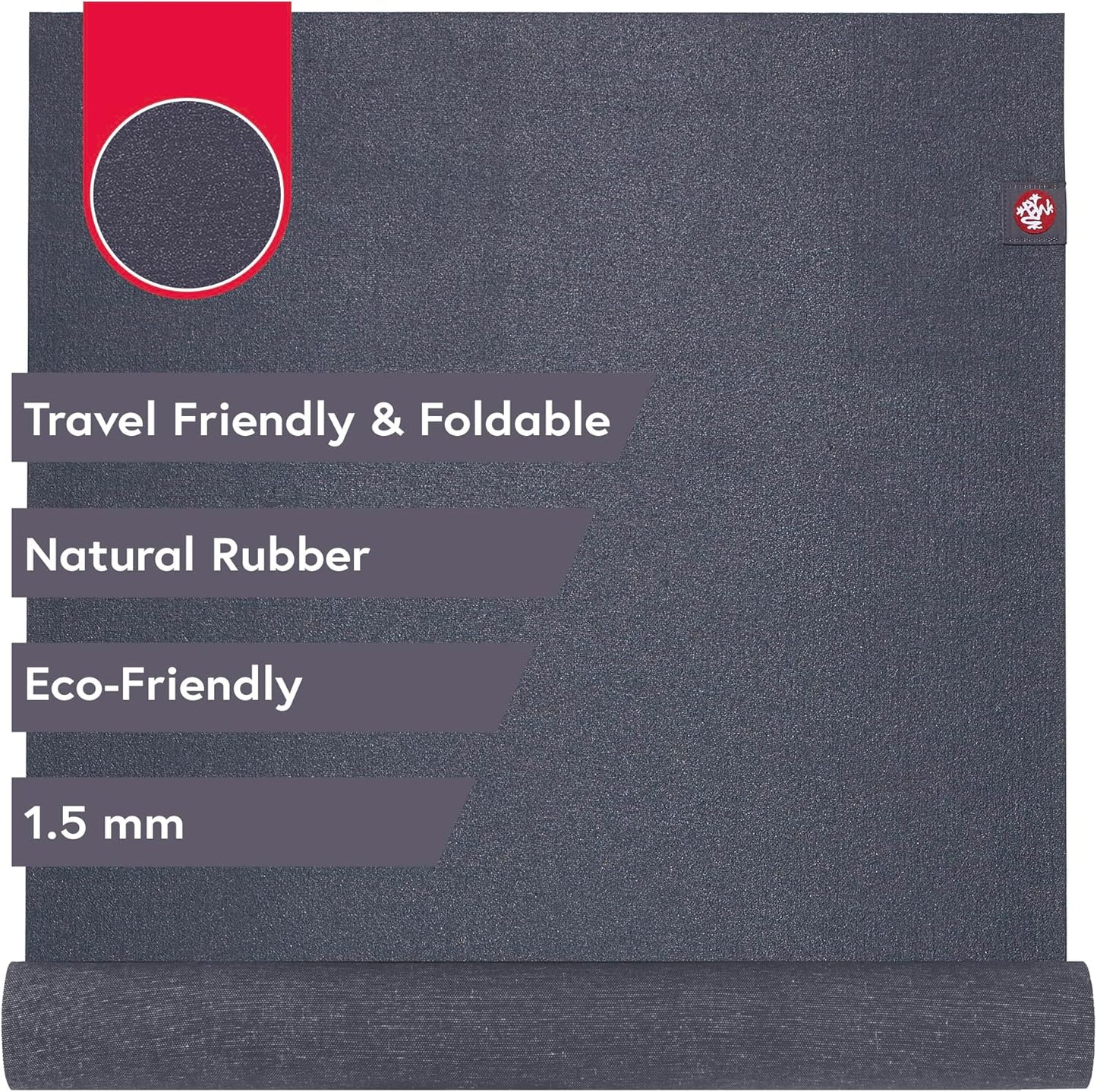 eKO SuperLite Yoga Mat - 1.5mm Natural Rubber | Foldable & Travel Friendly | Soft Textured Surface | Eco-friendly