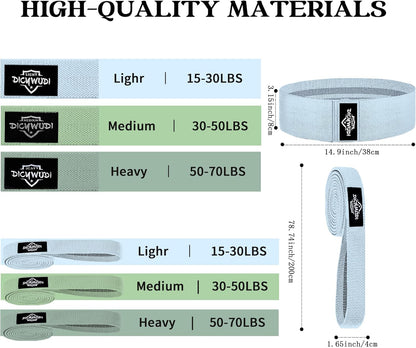 DICYWUDI Yoga Mat Thick, 6 Fabric Resistance Bands, 2 Pack Yoga Blocks, Home Workout Equipment Essentials Starter Kit for Beginners Full Body Toning