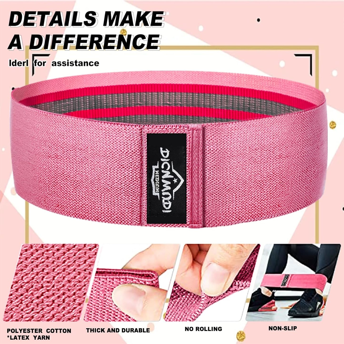 DICYWUDI Yoga Mat Thick, 6 Fabric Resistance Bands, 2 Pack Yoga Blocks, Home Workout Equipment Essentials Starter Kit for Beginners Full Body Toning