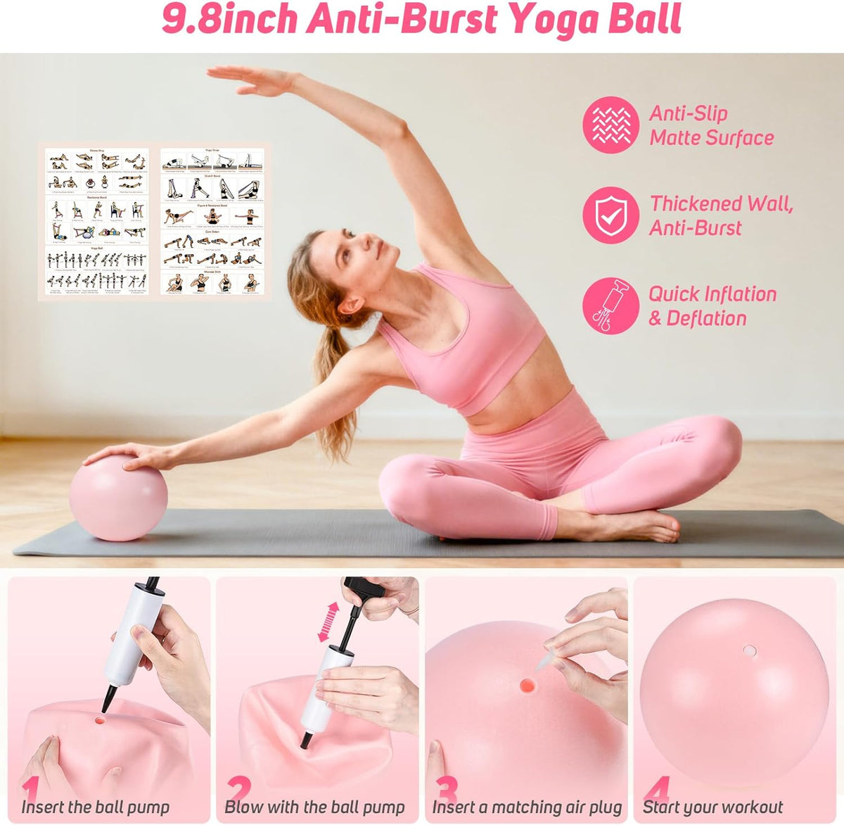 Asten Home Pilates Kit for Women: Pilates Equipment Pilates Ring and Ball Set with Resistance Bands, Core Slider, Foam Roller, Pilates Essentials Kit for Beginner Home Workout, Compact Toning Fitness
