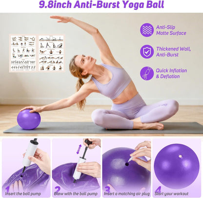Asten Home Pilates Kit for Women: Pilates Equipment Pilates Ring and Ball Set with Resistance Bands, Core Slider, Foam Roller, Pilates Essentials Kit for Beginner Home Workout, Compact Toning Fitness