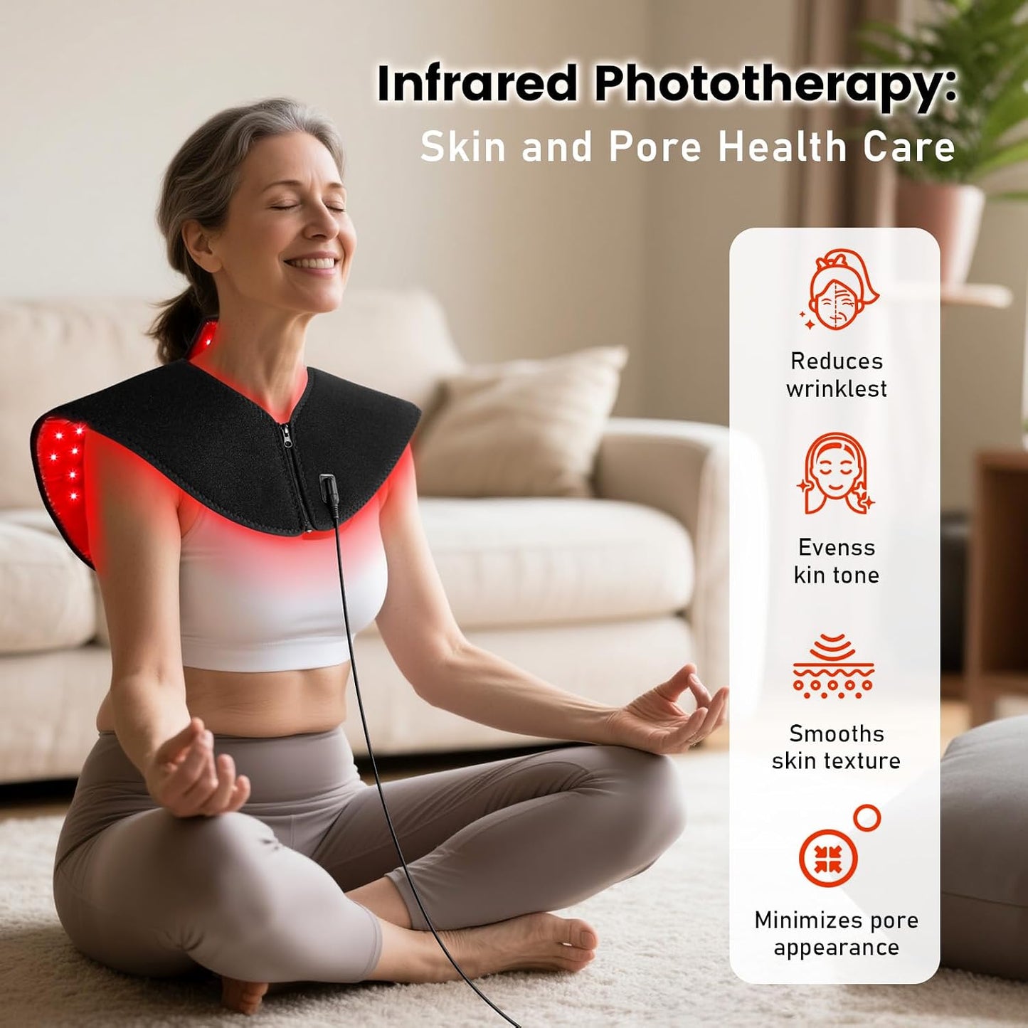 Red Light Therapy for Neck and Shoulder, Infrared Light Therapy for Body at Indoor, Pain Relief, 194-LED, 660nm & 850nm, 30W High Power