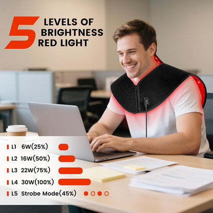 Red Light Therapy for Neck and Shoulder, Infrared Light Therapy for Body at Indoor, Pain Relief, 194-LED, 660nm & 850nm, 30W High Power