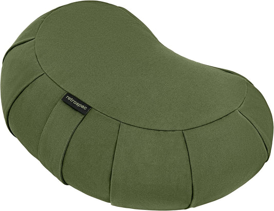Sedona Zafu Meditation Cushion with Buckwheat Hull Fill - Adjustable Yoga & Pilates Equipment Support - 17in Crescent Cotton Cover