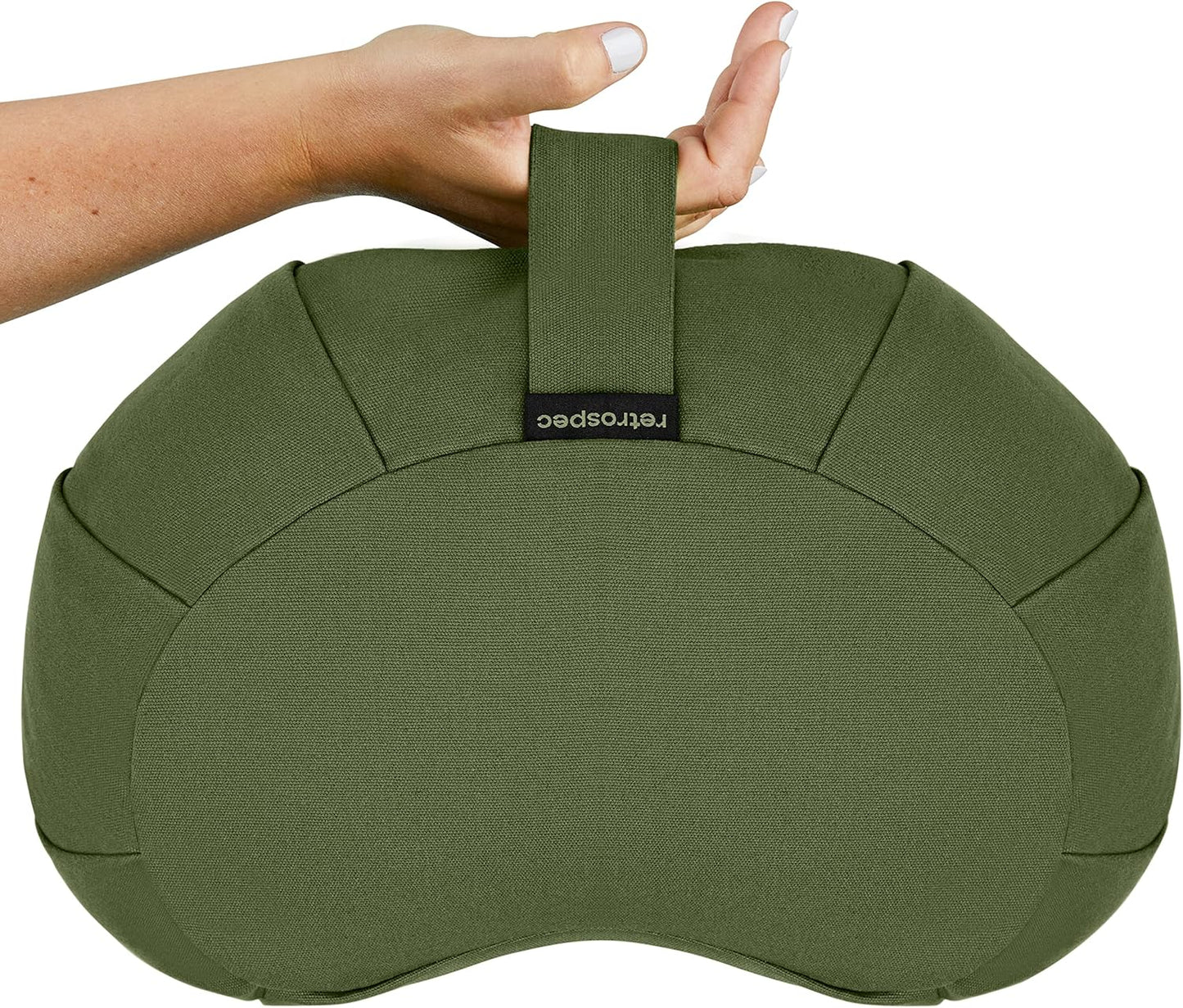 Sedona Zafu Meditation Cushion with Buckwheat Hull Fill - Adjustable Yoga & Pilates Equipment Support - 17in Crescent Cotton Cover