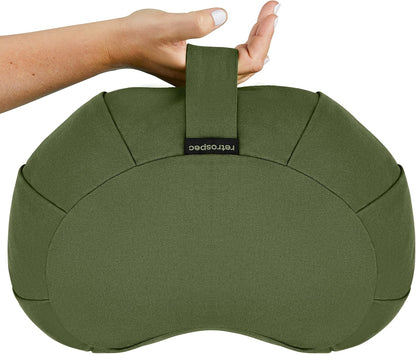 Sedona Zafu Meditation Cushion with Buckwheat Hull Fill - Adjustable Yoga & Pilates Equipment Support - 17in Crescent Cotton Cover