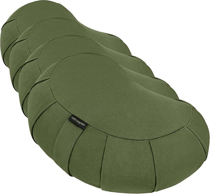Sedona Zafu Meditation Cushion with Buckwheat Hull Fill - Adjustable Yoga & Pilates Equipment Support - 17in Crescent Cotton Cover