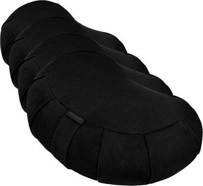 Sedona Zafu Meditation Cushion with Buckwheat Hull Fill - Adjustable Yoga & Pilates Equipment Support - 17in Crescent Cotton Cover