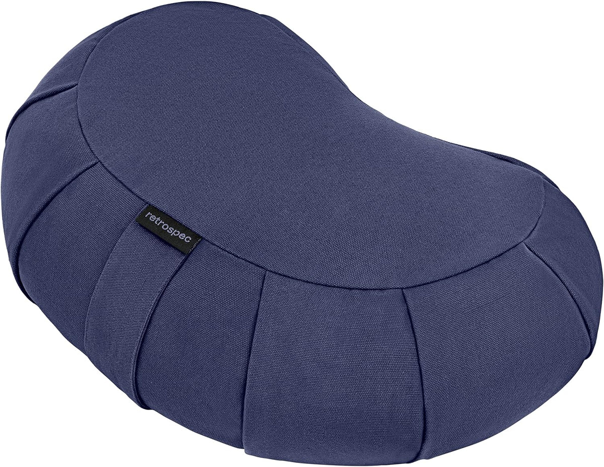 Sedona Zafu Meditation Cushion with Buckwheat Hull Fill - Adjustable Yoga & Pilates Equipment Support - 17in Crescent Cotton Cover