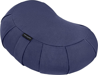 Sedona Zafu Meditation Cushion with Buckwheat Hull Fill - Adjustable Yoga & Pilates Equipment Support - 17in Crescent Cotton Cover