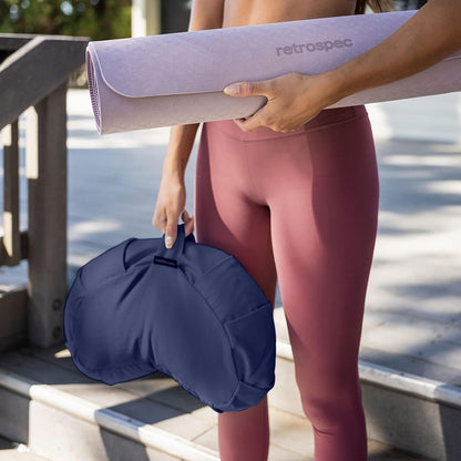 Sedona Zafu Meditation Cushion with Buckwheat Hull Fill - Adjustable Yoga & Pilates Equipment Support - 17in Crescent Cotton Cover