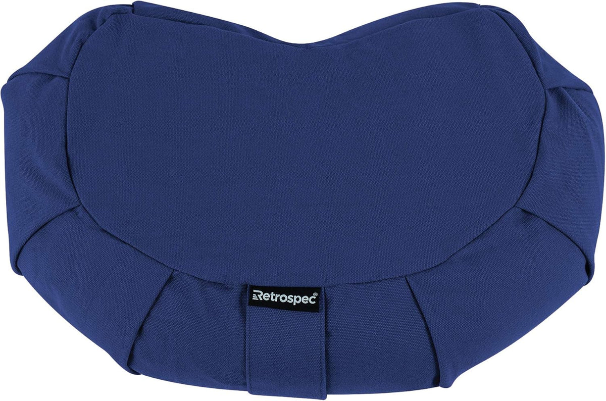 Sedona Zafu Meditation Cushion with Buckwheat Hull Fill - Adjustable Yoga & Pilates Equipment Support - 17in Crescent Cotton Cover