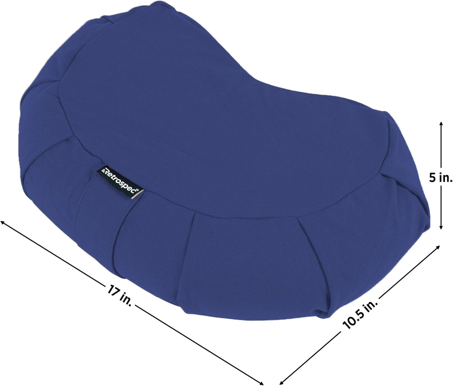 Sedona Zafu Meditation Cushion with Buckwheat Hull Fill - Adjustable Yoga & Pilates Equipment Support - 17in Crescent Cotton Cover
