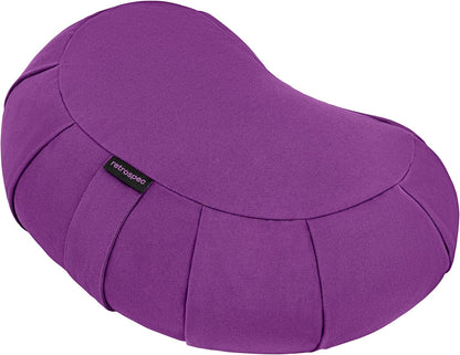 Sedona Zafu Meditation Cushion with Buckwheat Hull Fill - Adjustable Yoga & Pilates Equipment Support - 17in Crescent Cotton Cover