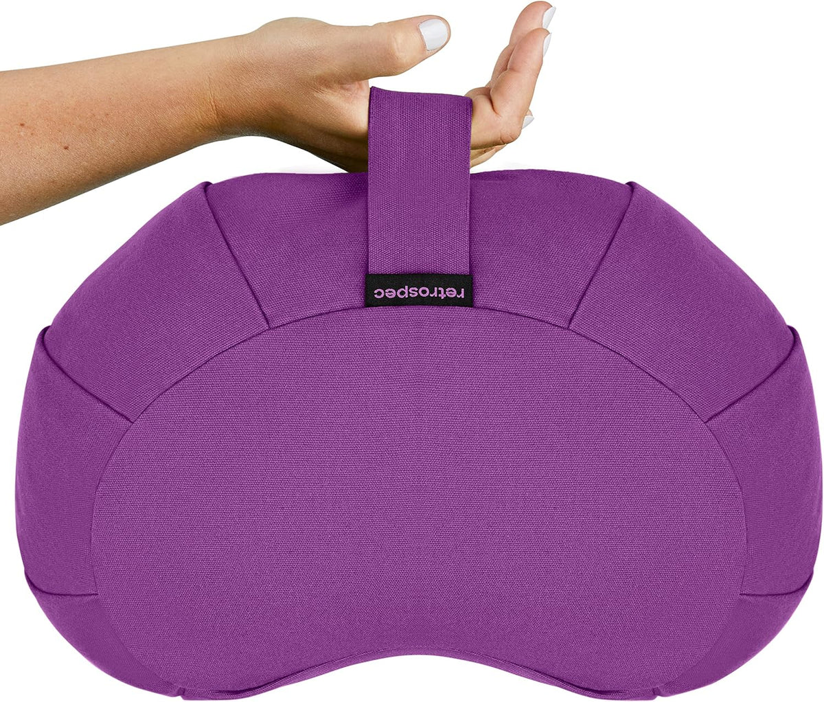 Sedona Zafu Meditation Cushion with Buckwheat Hull Fill - Adjustable Yoga & Pilates Equipment Support - 17in Crescent Cotton Cover