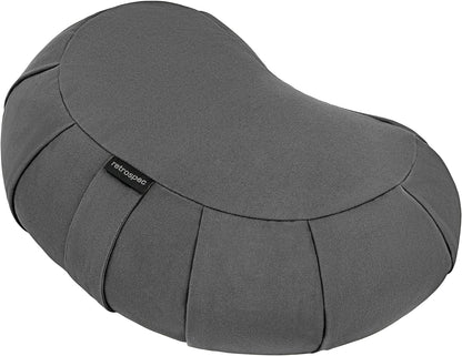 Sedona Zafu Meditation Cushion with Buckwheat Hull Fill - Adjustable Yoga & Pilates Equipment Support - 17in Crescent Cotton Cover