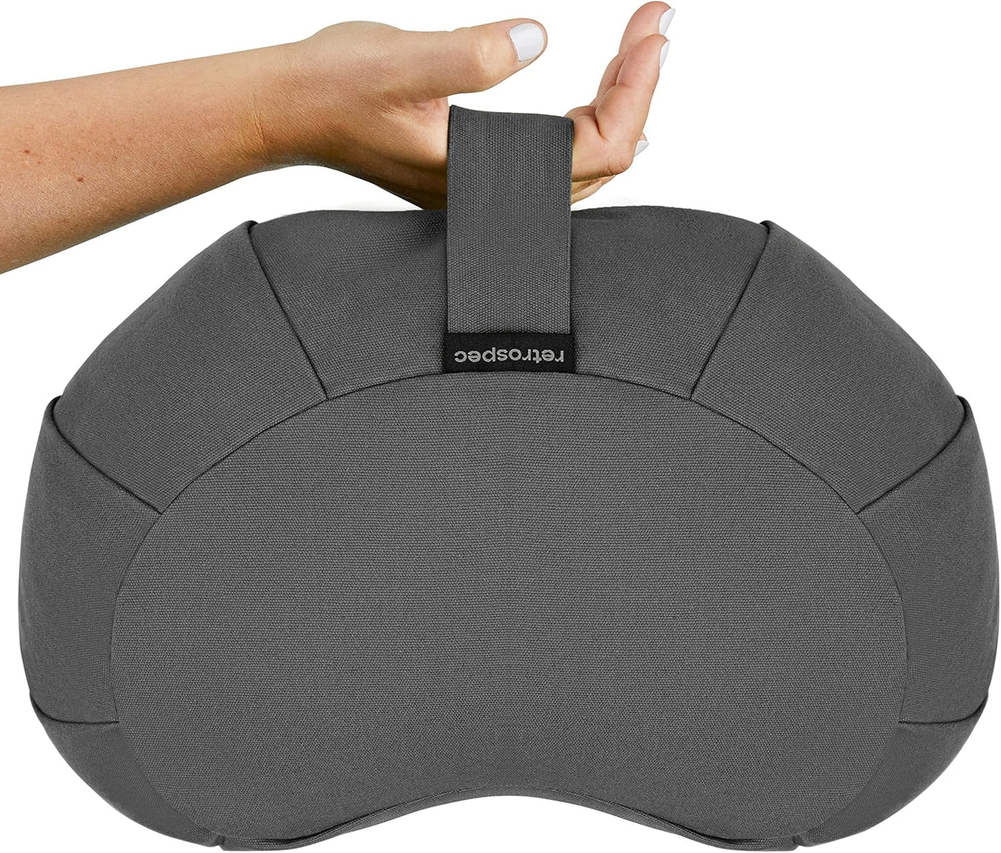 Sedona Zafu Meditation Cushion with Buckwheat Hull Fill - Adjustable Yoga & Pilates Equipment Support - 17in Crescent Cotton Cover