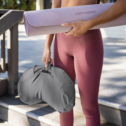 Sedona Zafu Meditation Cushion with Buckwheat Hull Fill - Adjustable Yoga & Pilates Equipment Support - 17in Crescent Cotton Cover