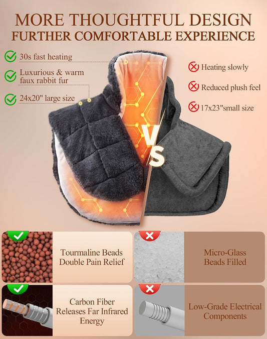 Weighted Heating Pad for Neck Shoulder and Back Pain, 30s Fast Heat