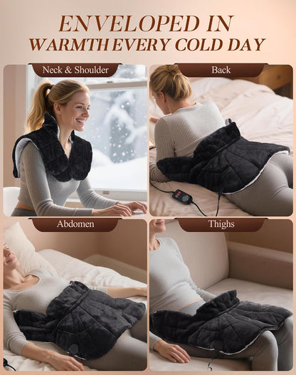 Weighted Heating Pad for Neck Shoulder and Back Pain, 30s Fast Heat
