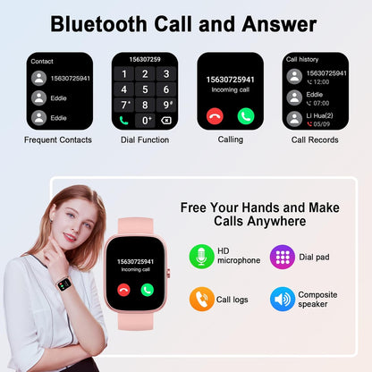 Smart Watch for Women (Answer/Make Call), 1.91"HD Smartwatch with Heart Rate/Sleep Monitor/Pedometer/Calories, 2026 Fitness Watch 110+ Sport Modes IP68 Waterproof Activity Tracker for Android iOS Pink