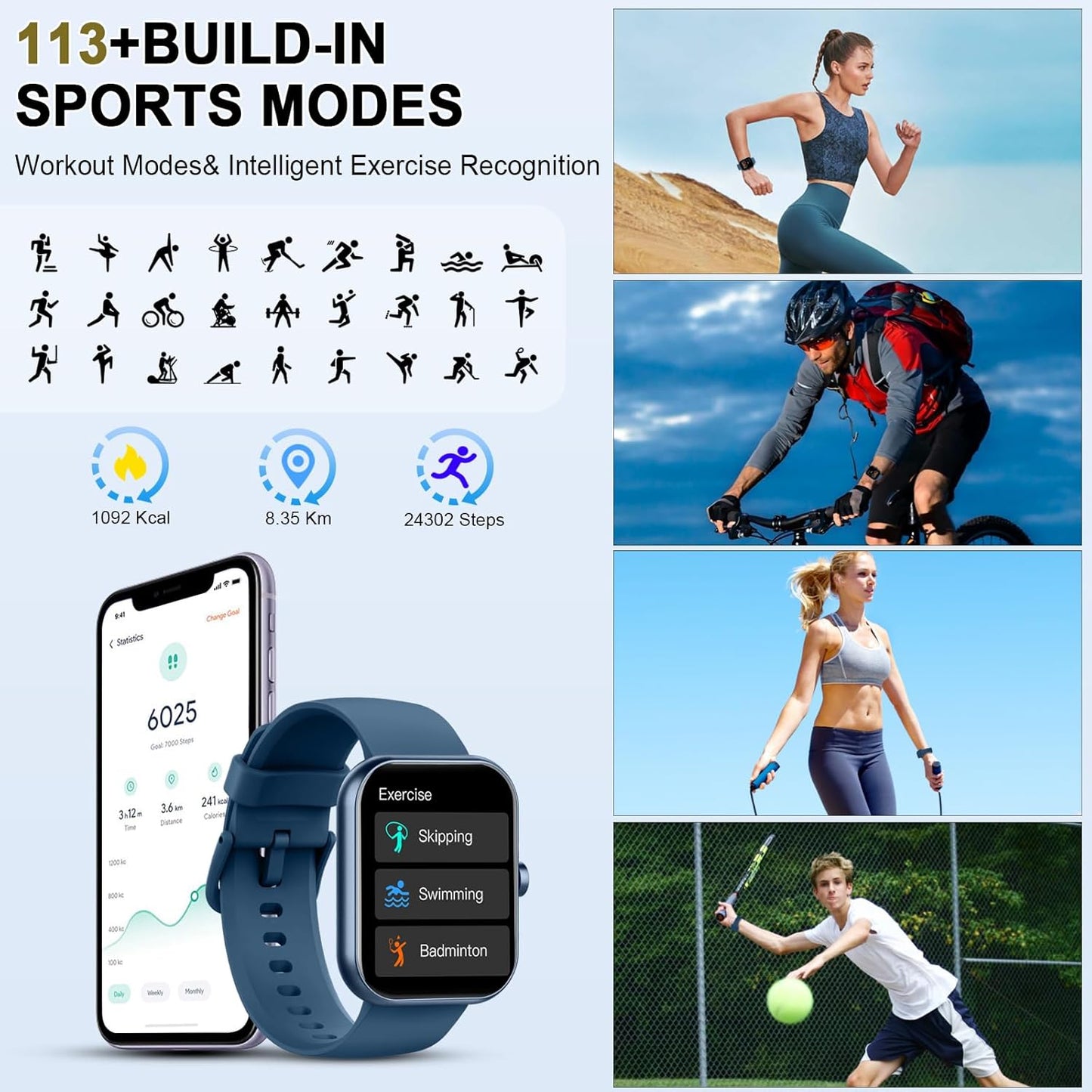 Smart Watch for Women (Answer/Make Call), 1.91"HD Smartwatch with Heart Rate/Sleep Monitor/Pedometer/Calories, 2026 Fitness Watch 110+ Sport Modes IP68 Waterproof Activity Tracker for Android iOS Pink